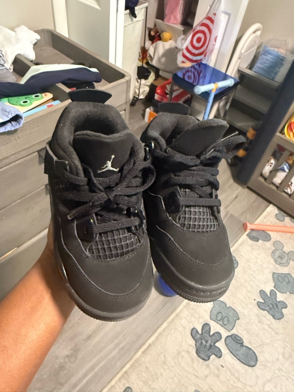 Jordan 4 Black Cat Kids' Black Retro Basketball Sneakers